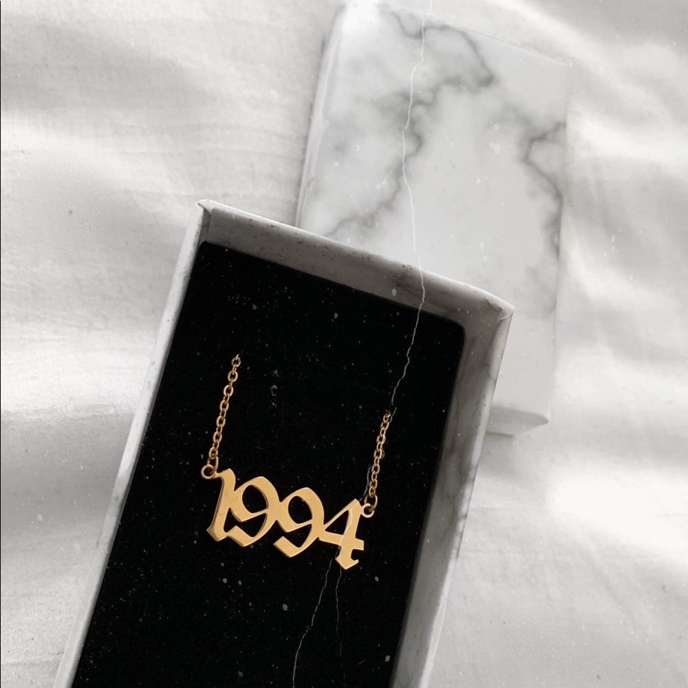 Old English Personalized Year Necklace 🖤
